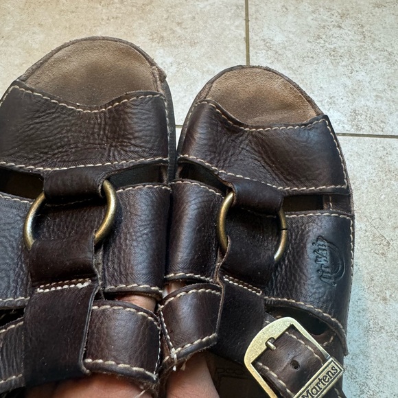 Vintage 90’s Dr Martens Chunky Brown Ring Cut Out Buckle Open Toe Sandals Size 7 - Picture 4 of 12